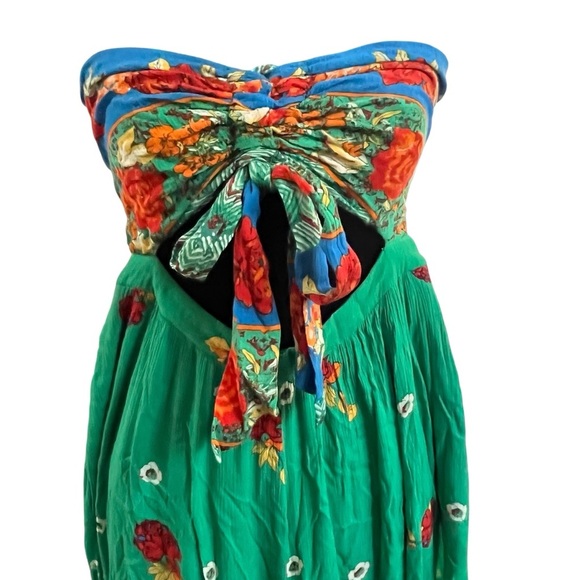 Free People Bali Birds of Paradise Floral Flowy Strapless Wide Leg Jumpsuit SZ S - Picture 3 of 15